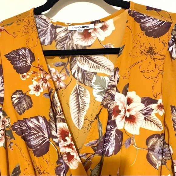 FASHION NOVA•NWOT mustard tropical maxi dress - Picture 8 of 11